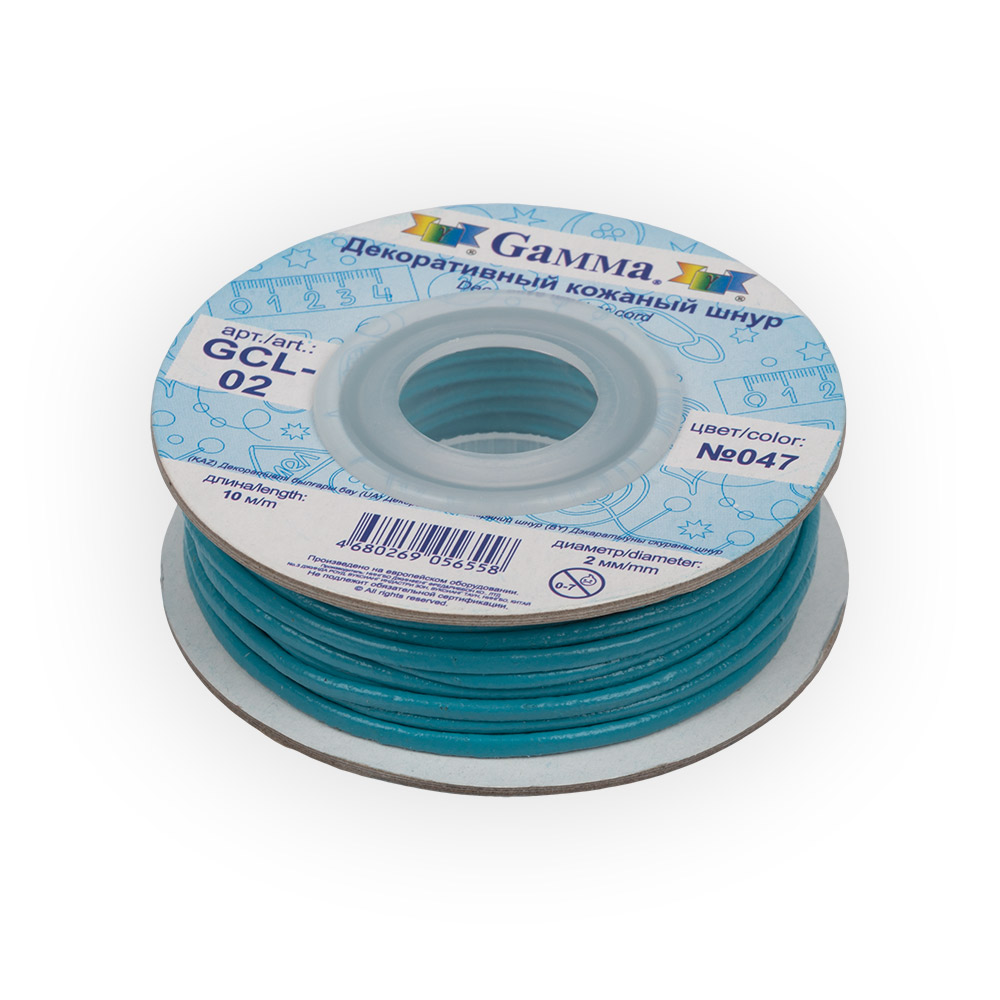 

Gamma 2 мм, кожаный, 10 м, №047, бирюзовый, Голубой