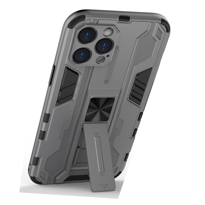 фото Противоударный чехол с подставкой transformer для iphone 12 pro max (серый) black panther