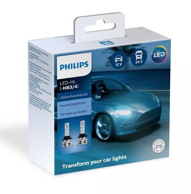 Лампа автомобильная светодиодная PHILIPS 11005UE2X2, HB3/HB4, 12/24В, 24Вт, 6500К, 2шт