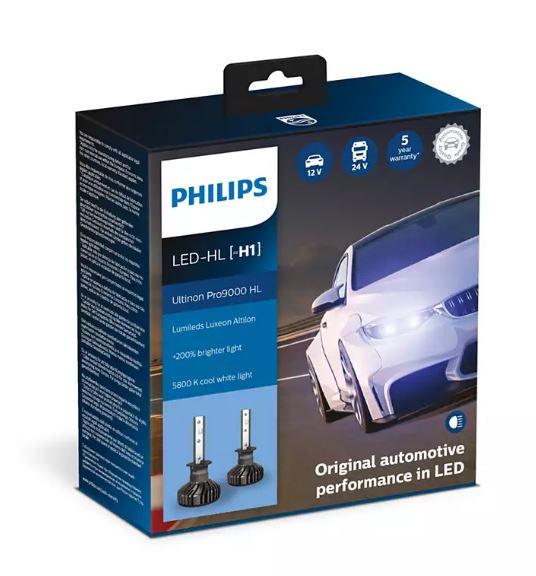 Лампа автомобильная светодиодная PHILIPS 11258U90CWX2,  H1,  12/24В,  18Вт,  5800К,  2шт