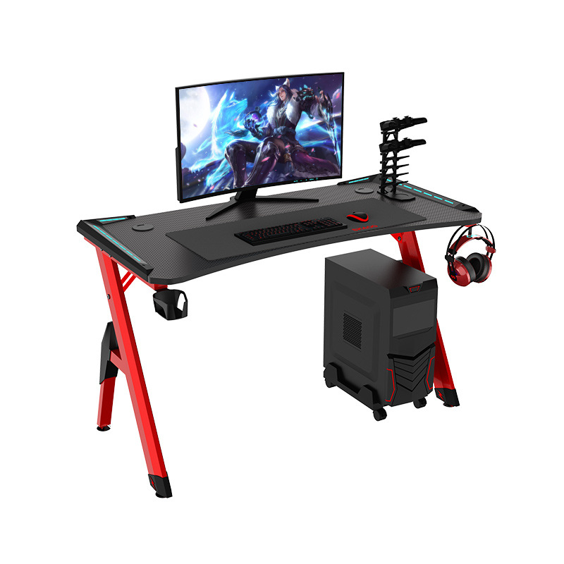 Профессиональный игровой компьютерный стол Mega Мебель H1 карбон красный