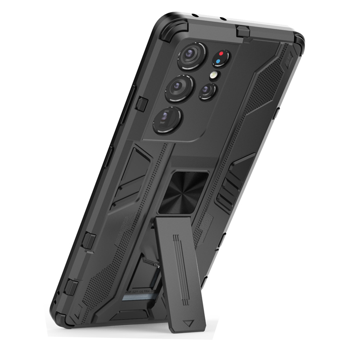 фото Противоударный чехол с подставкой transformer для samsung galaxy s21 ultra (черный) black panther