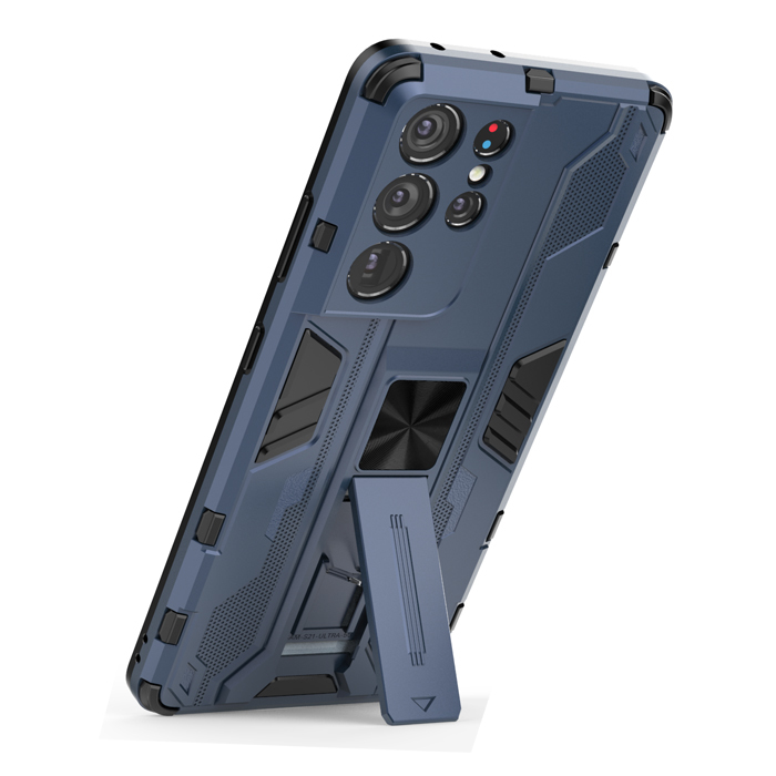 фото Противоударный чехол с подставкой transformer для samsung galaxy s21 ultra (синий) black panther