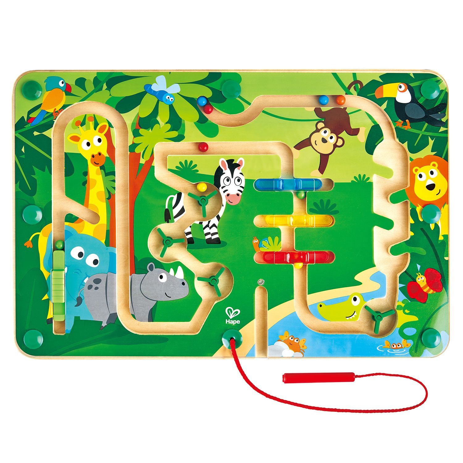 Игрушка-лабиринт Hape Джунгли для детей, с шариком, магнитный деревянная игрушка hape магнитный лабиринт с шариком джунгли