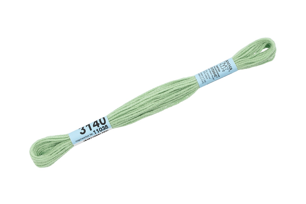 

Gamma мулине, 100% хлопок, 24х8 м, №3140, бледно-зеленые, Зеленый