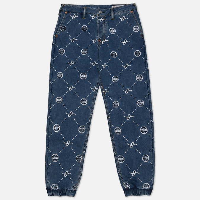 Мужские джинсы Evisu Heritage Monogram All Over Embroidered Denim Jogger синий, Размер 30