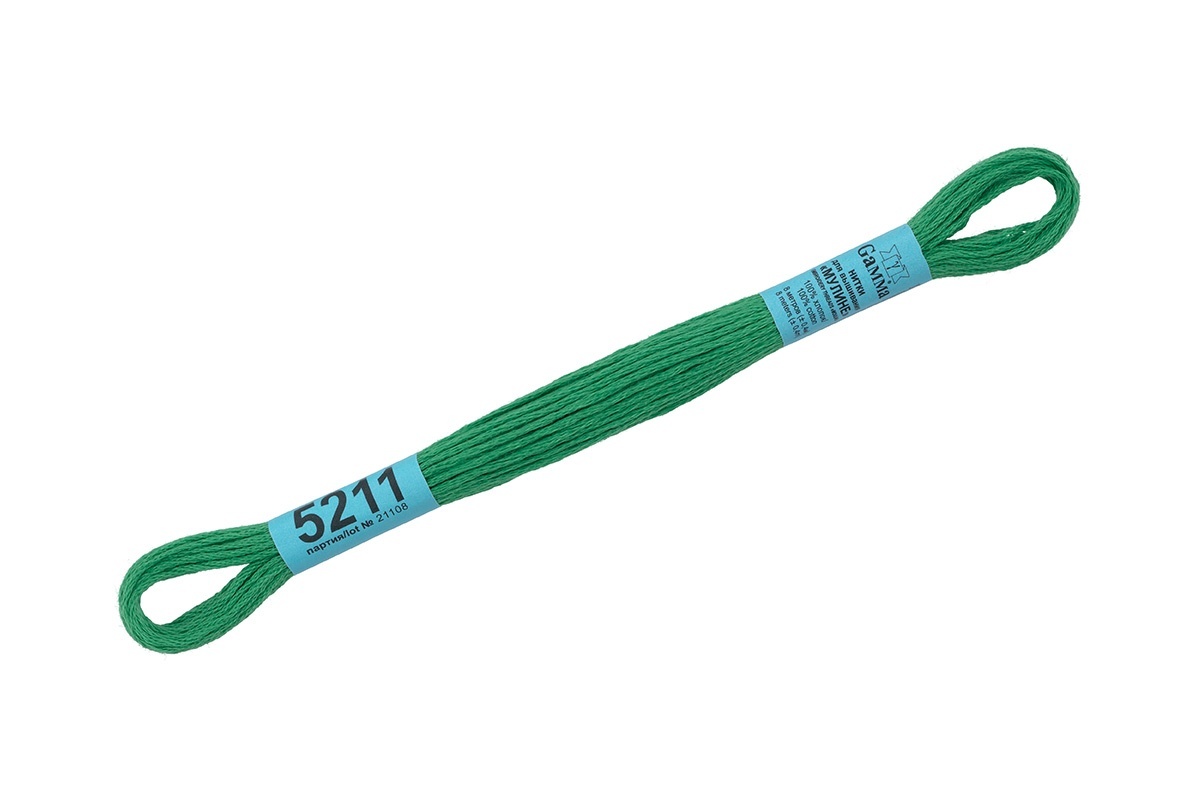 

Gamma мулине, 100% хлопок, 24х8 м, №5211, зеленые, Зеленый