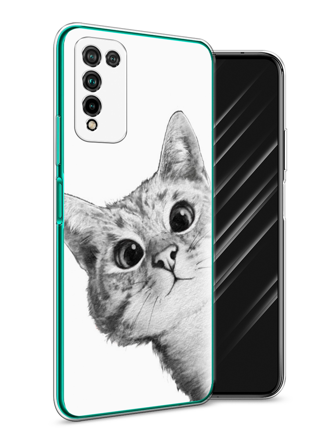 фото Чехол awog "кот рисунок черно-белый" для honor 10x lite