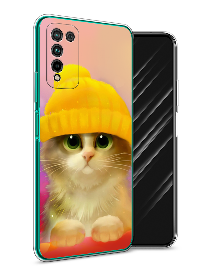 фото Чехол awog "котенок в желтой шапке" для honor 10x lite