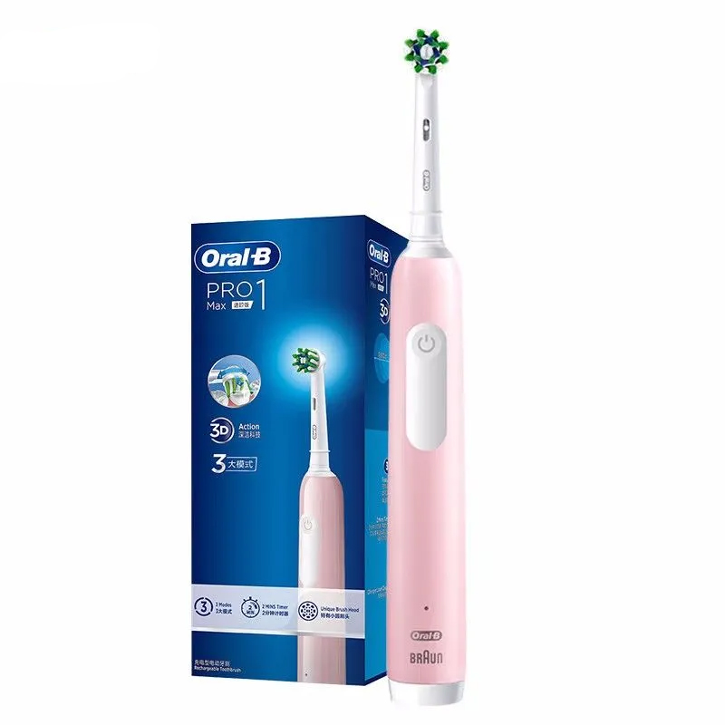 

Электрическая зубная щетка Oral-B Pro1 Max 3D розовый, Pro1 Max 3D