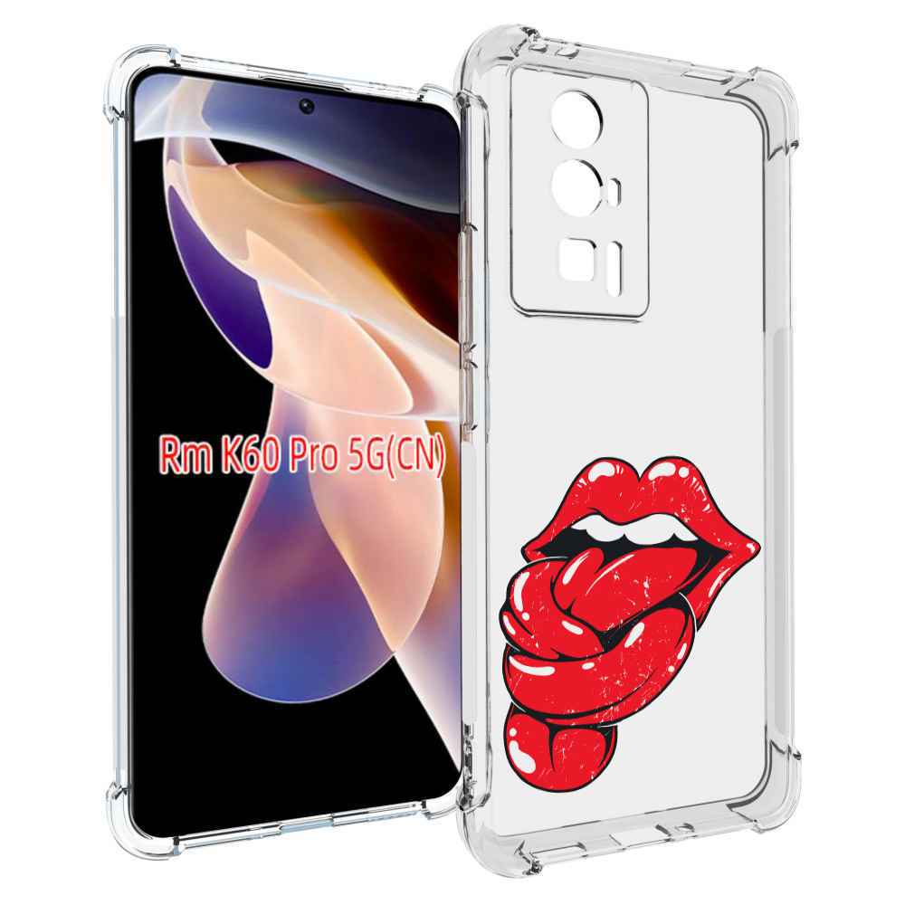 

Чехол MyPads яркие губы с языком для Xiaomi Redmi K60 Pro, Прозрачный, Tocco