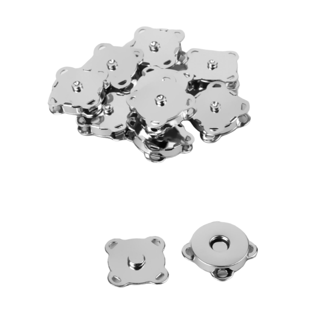 Кнопки магнитные пришивные, d 18 мм, 10 шт, цвет серебряный