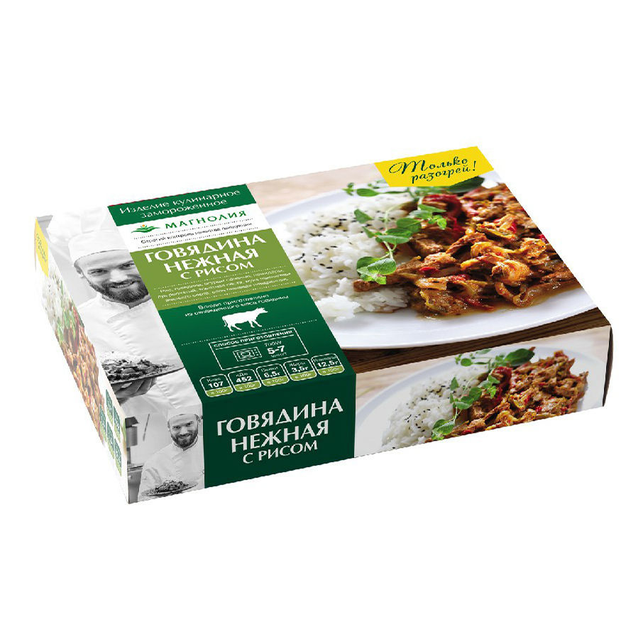 

Говядина Магнолия Нежная с рисом замороженная 200 г