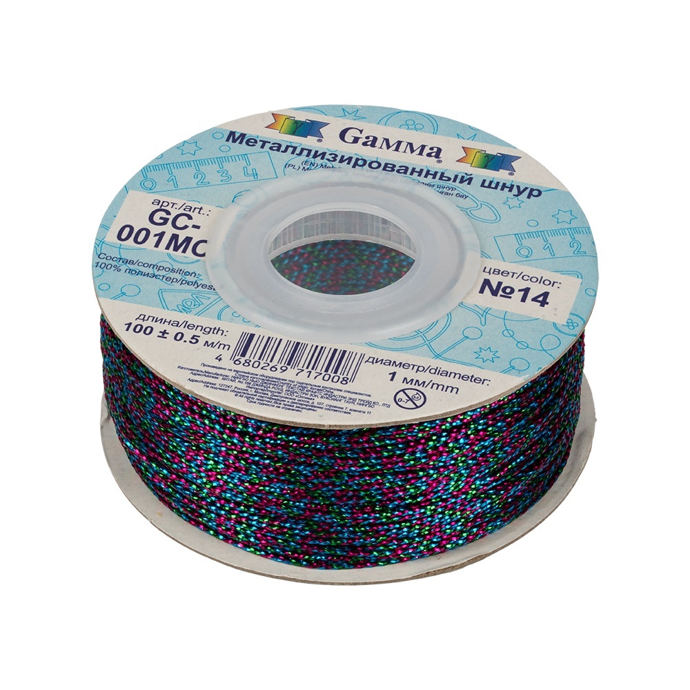 

Gamma 1 мм, металл, 100 м+-0,5 м, №14, голубой-фиолетовый-зеленый