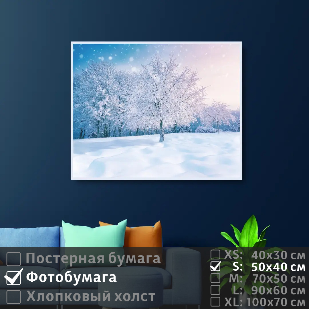 

Постер на фотобумаге ПолиЦентр Лес зимний пейзаж 50х40 см, ЛесЗимнийПейзаж
