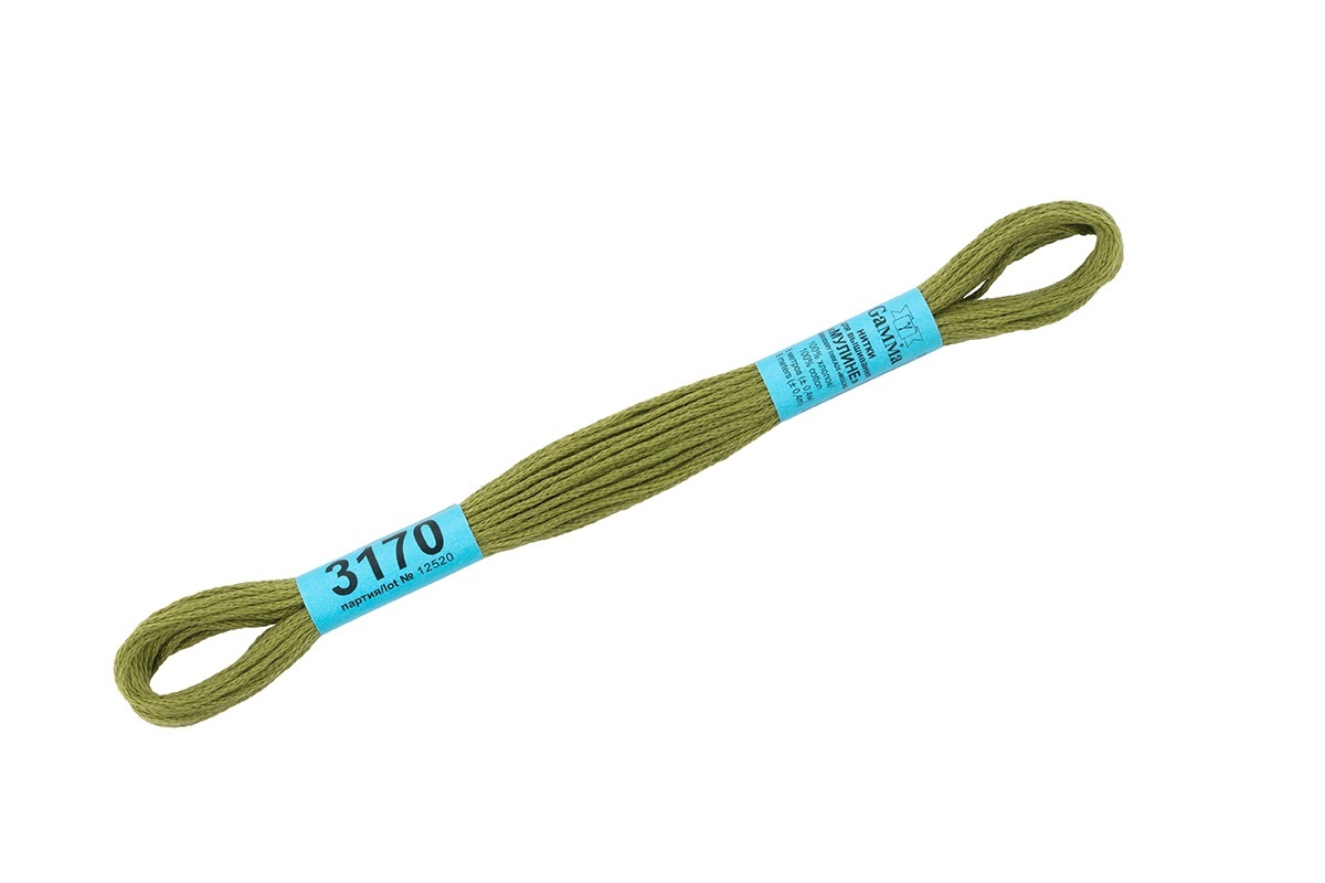 

Gamma мулине, 100% хлопок, 24х8 м, №3170, светлый хаки, Зеленый