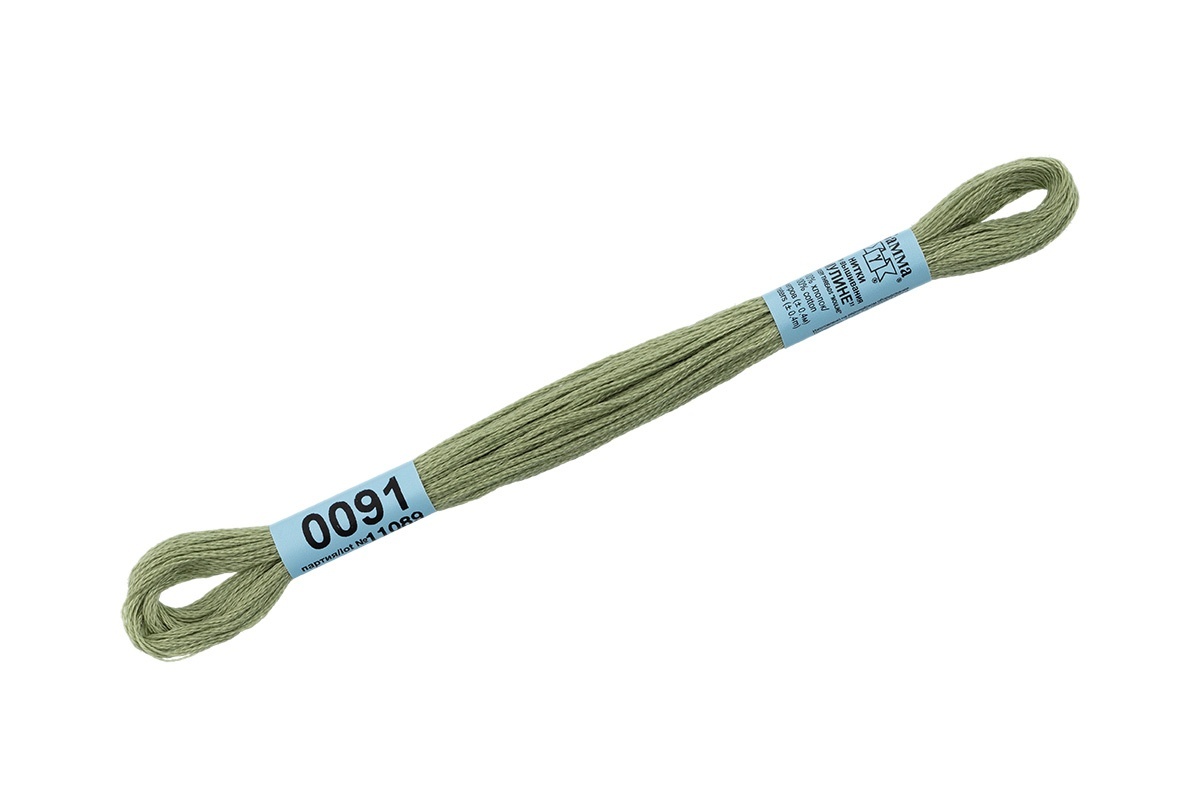 

Gamma мулине, 100% хлопок, 24х8 м, №0091, светло-серо-зеленые, Зеленый
