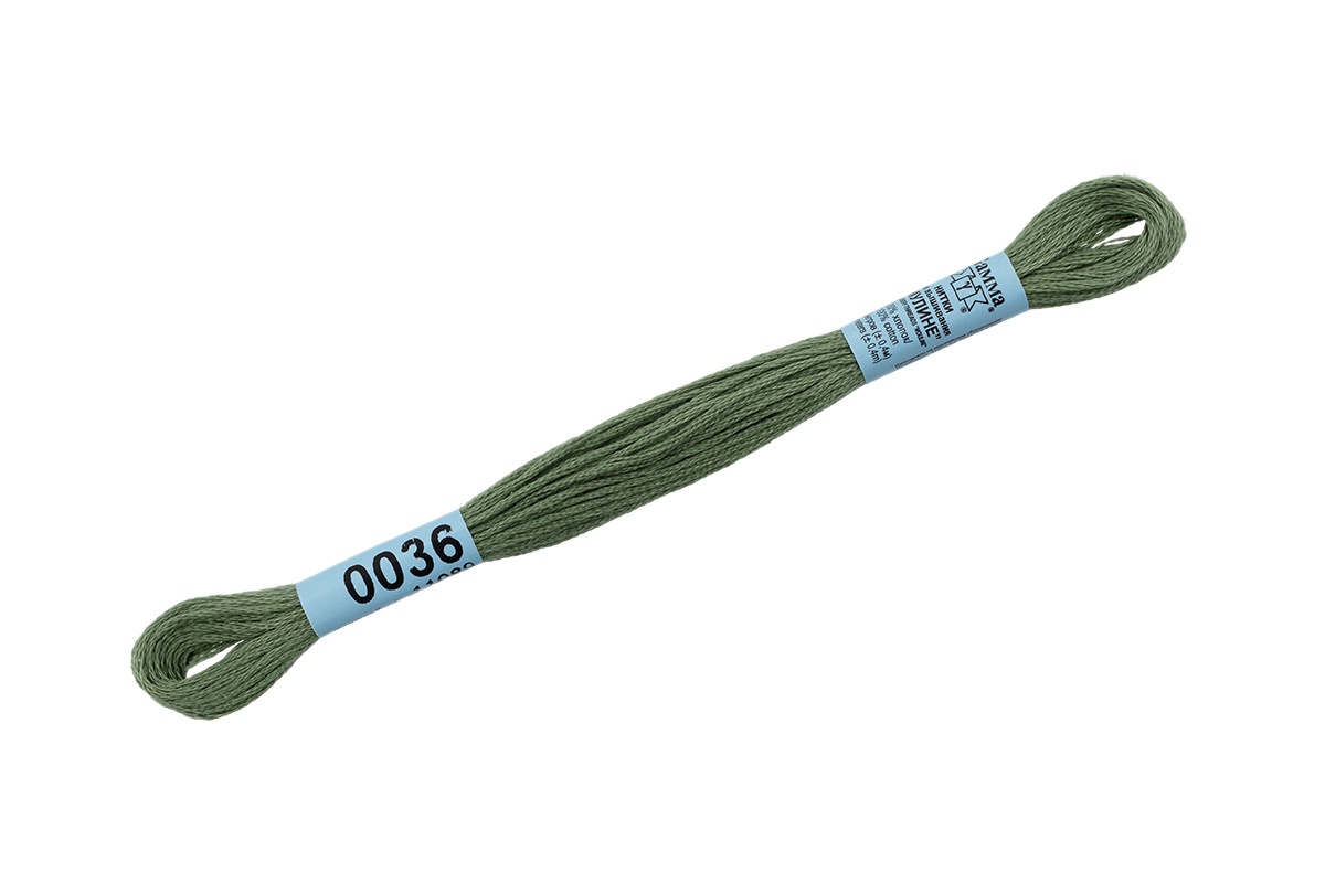 

Gamma мулине, 100% хлопок, 24х8 м, №0036, серо-зеленые, Зеленый