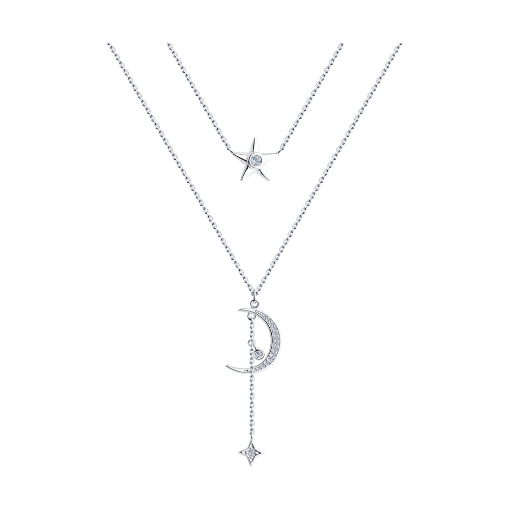 

Колье-галстук из серебра 38-43 см SOKOLOV 94070826-91, фианит, 94070826-91