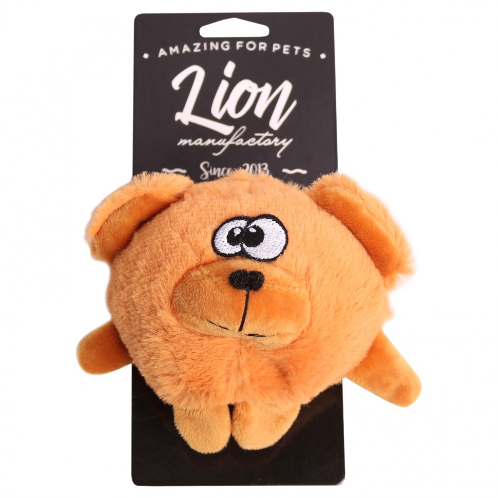 фото Мягкая игрушка для собак lion мишка-колобок, серый, 12 см