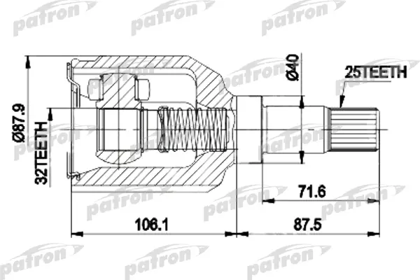 

ШРУС внутр лев к-кт 25x40x32 CHRYSLER: VOYAGER 91-95 PATRON PCV9937