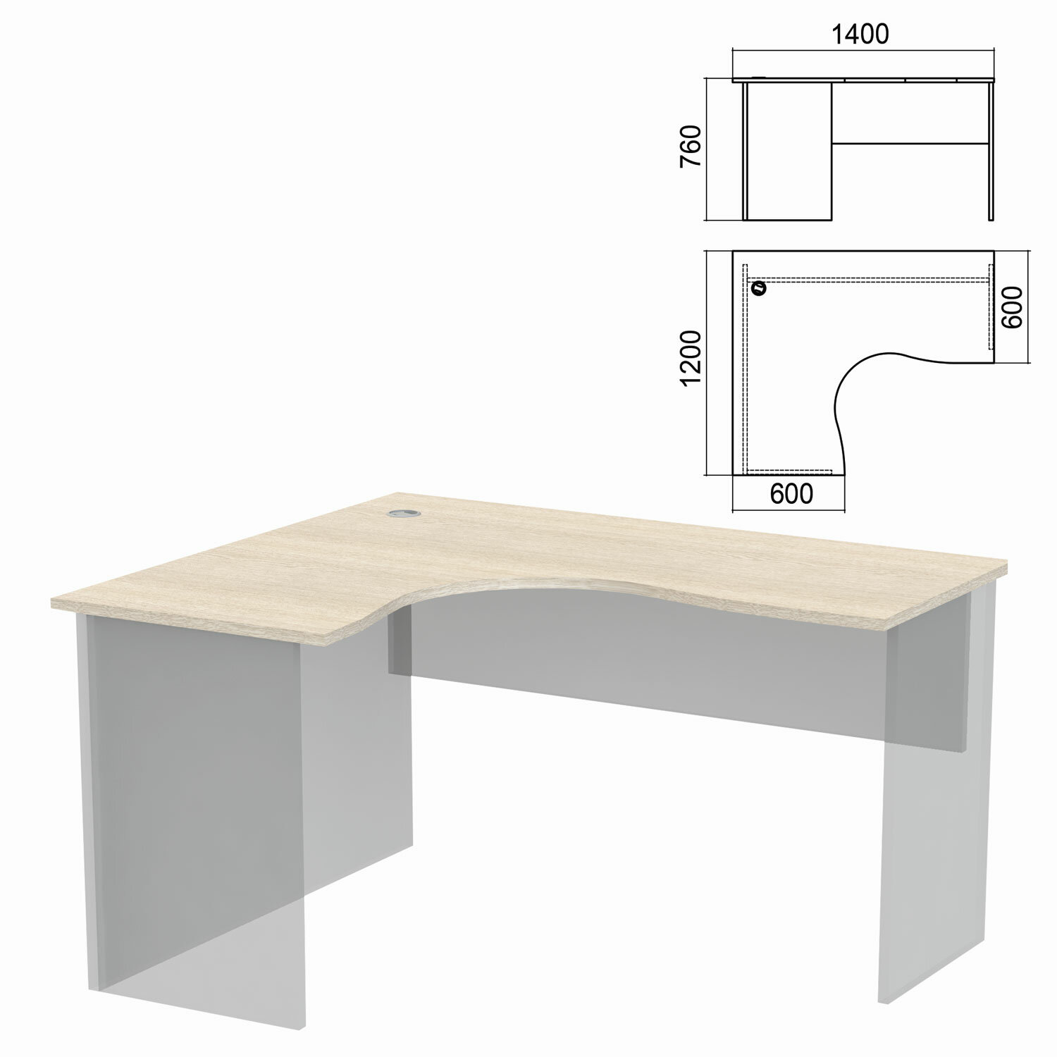 Стол компактный ЧАСТЬ 1 Арго 1400х1200х760 мм левый ясень шимо 7855₽