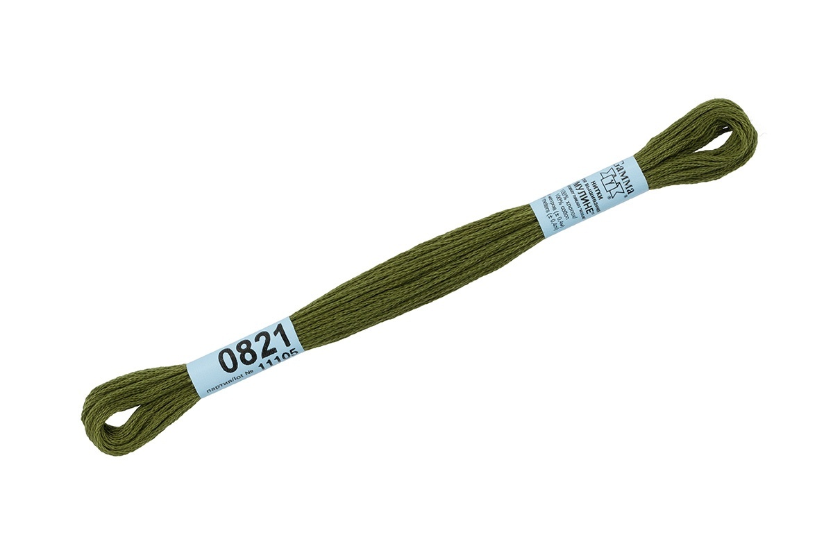 

Gamma мулине, 100% хлопок, 24х8 м, №0821, хаки, Зеленый