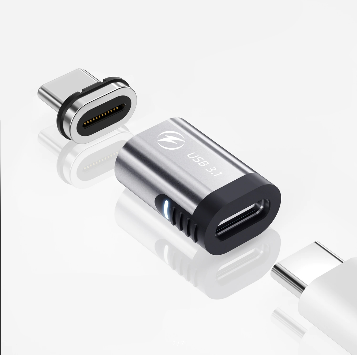 

Магнитный адаптер передачи данных Fonken USB Type-C3.1 24 pin PD100W (10 Гбит/с)