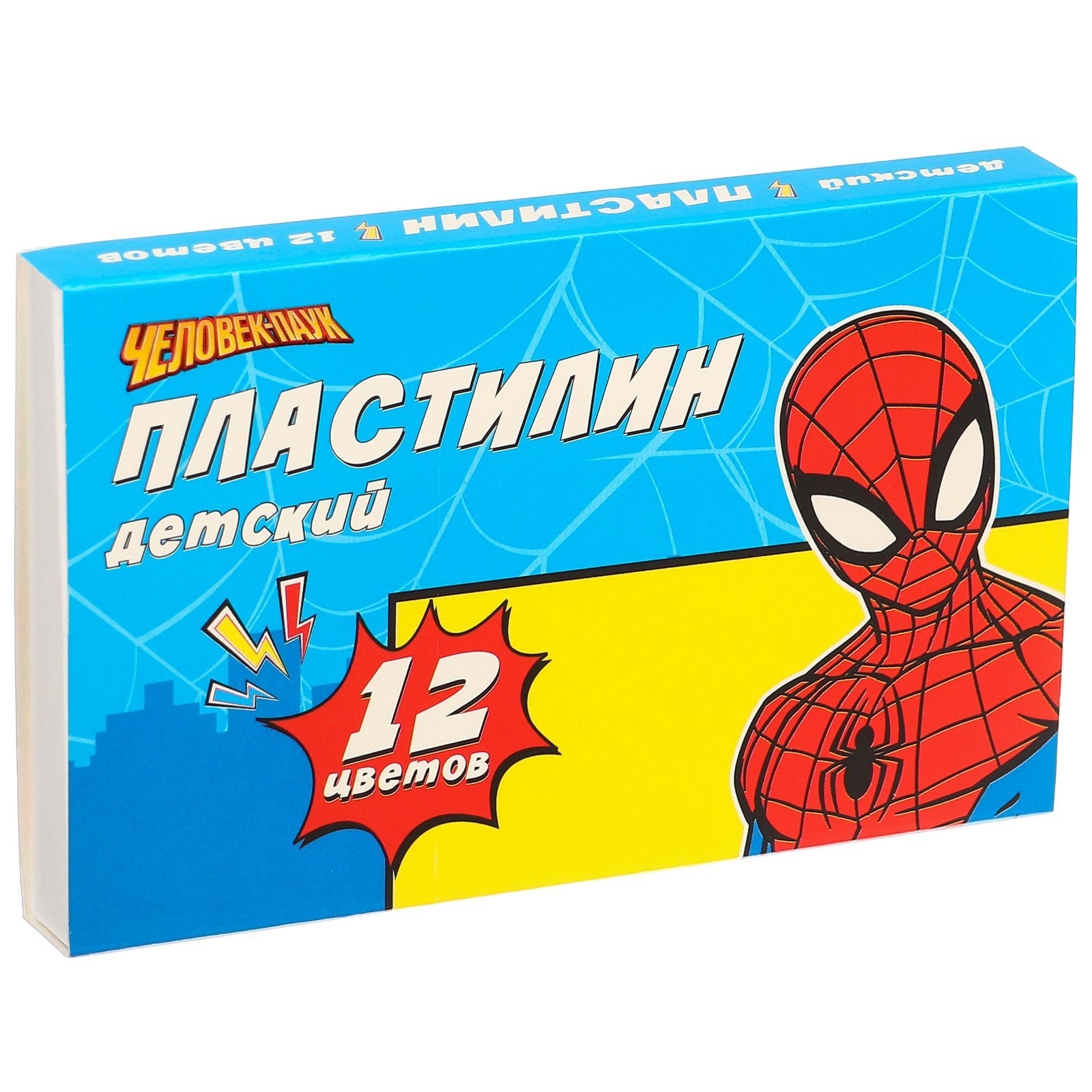 

Пластилин мягкий «Детский», 12 цветов, 180 г, Человек-паук, Разноцветный