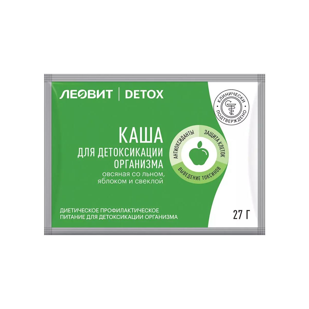 Каша Леовит Detox овсяная со льном, яблоком и свеклой пакет 27 г