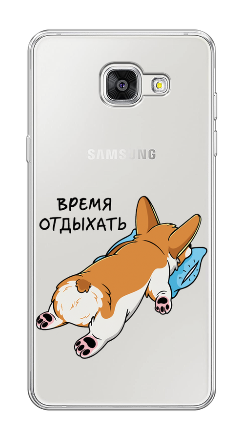 

Чехол на Samsung Galaxy A5 2016 "Корги отдыхает", Черный;коричневый;голубой, 20550-1