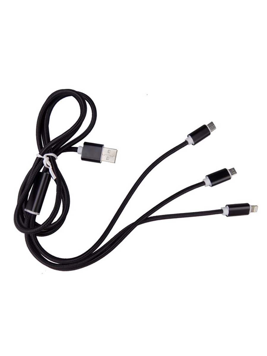 

Кабель CADENA USB 2.0 - 3в1, 1м, черный, (WS052)