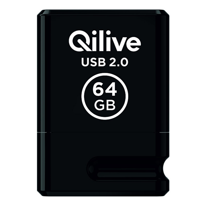 USB-флешка Qilive 2.0 Mini 64 Гб с колпачком пластик черная