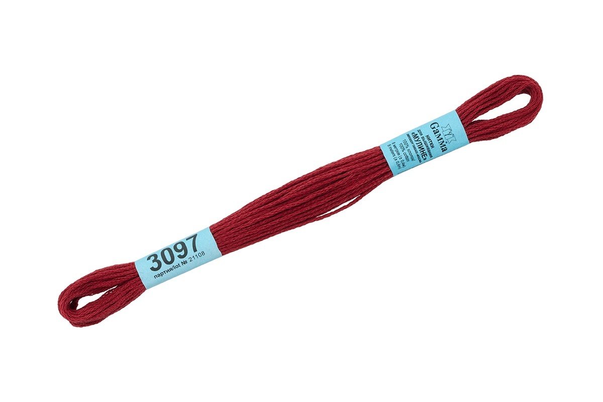 

Gamma мулине, 100% хлопок, 24х8 м, №3097, грязно-бордовые, Красный