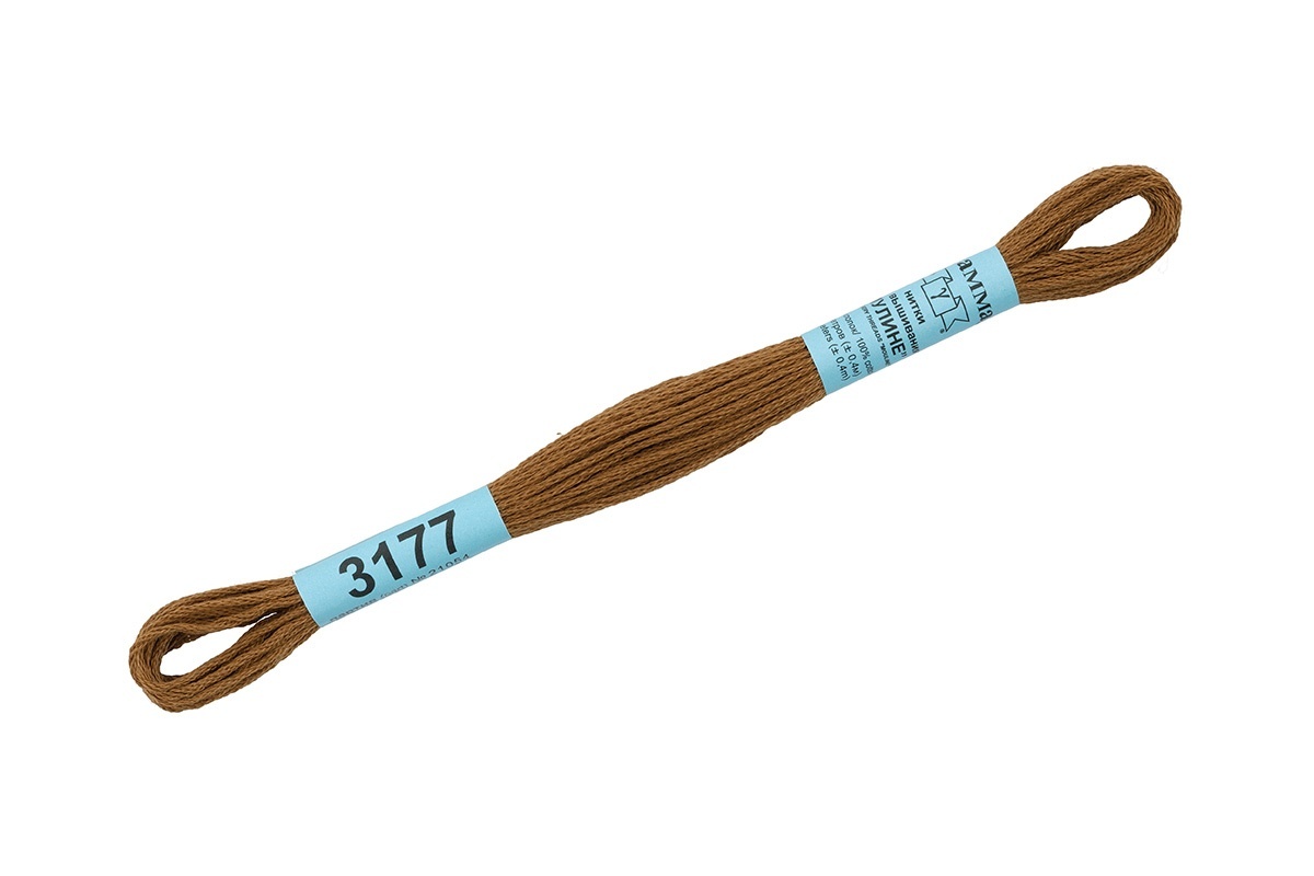 

Gamma мулине, 100% хлопок, 24х8 м, №3177, коричневый хаки