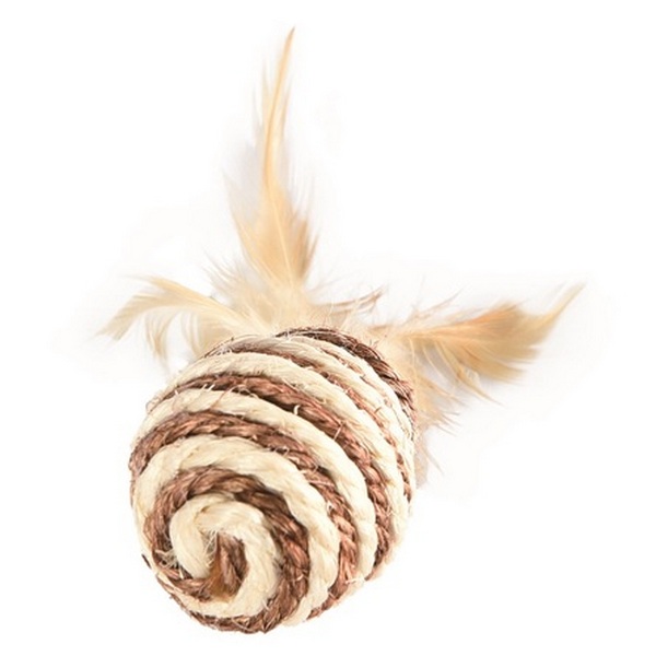 Игрушка для кошек Pet Star Мячик сизалевый с пером 5 см 30 шт