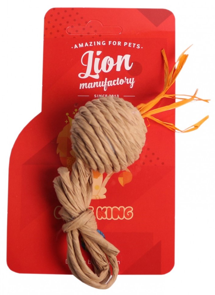 фото Дразнилка, развивающая игрушка для кошек lion мячик, коричневый, 5 см