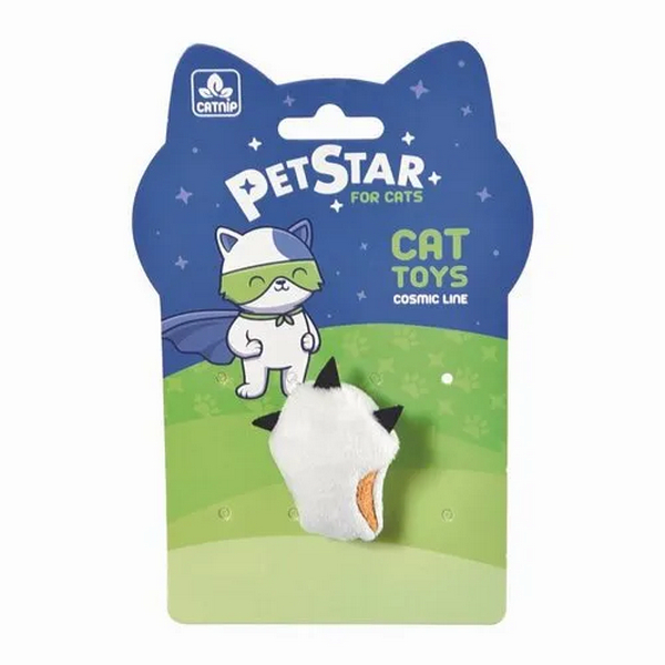Игрушка для кошек Pet Star Лапка с мятой бежевая с белым плюшевая 3х6 см