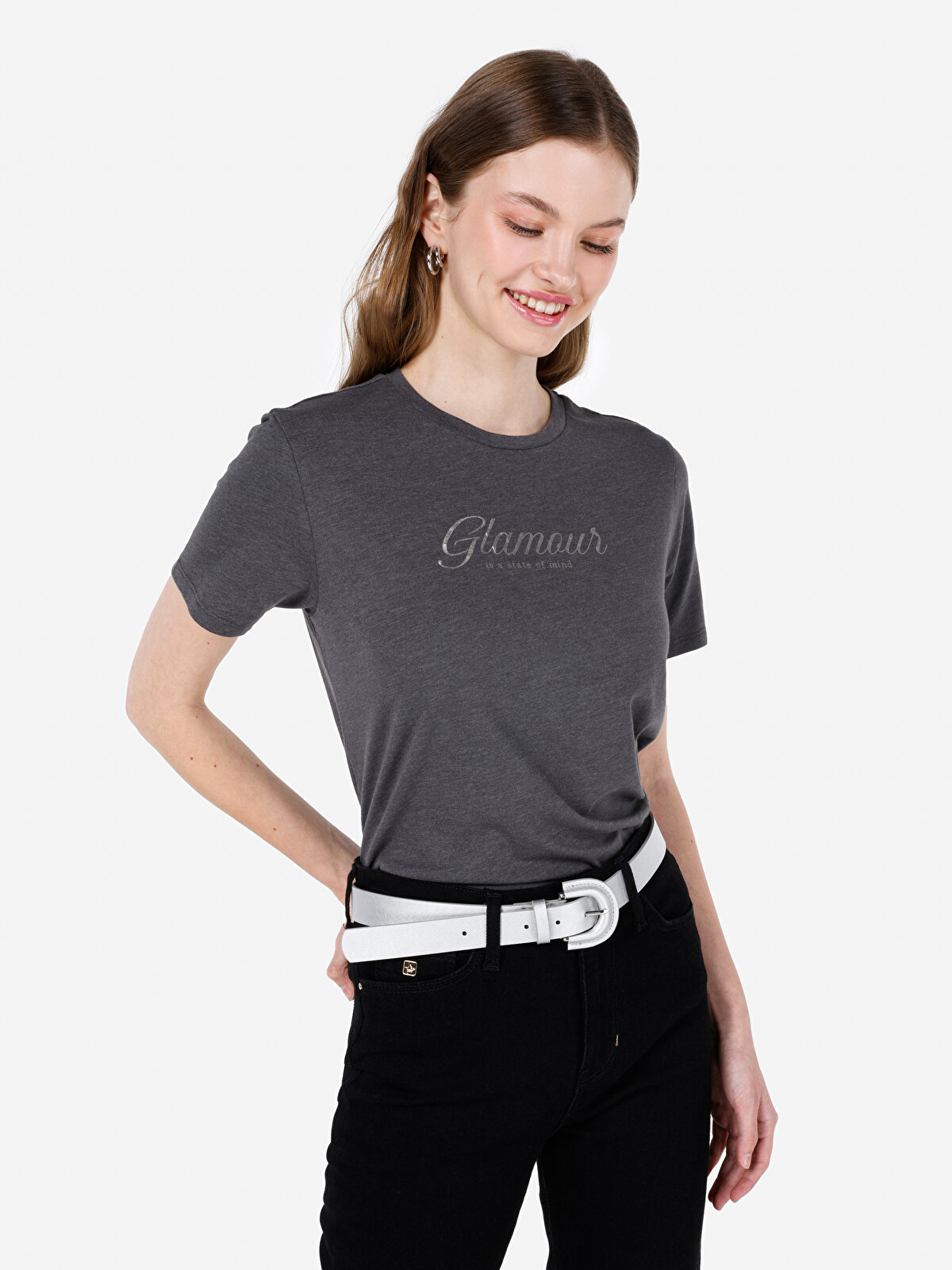 

Футболка женская Colin's CL1068588 серая L, Серый, CL1068588