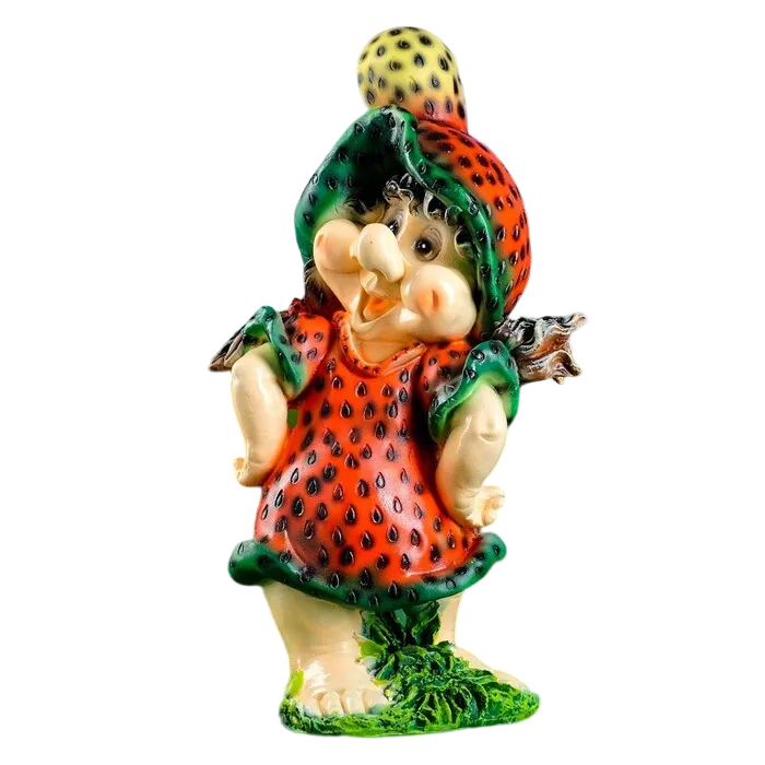 

Садовая фигура "Девочка-клубничка" 25х30х50см, Разноцветный