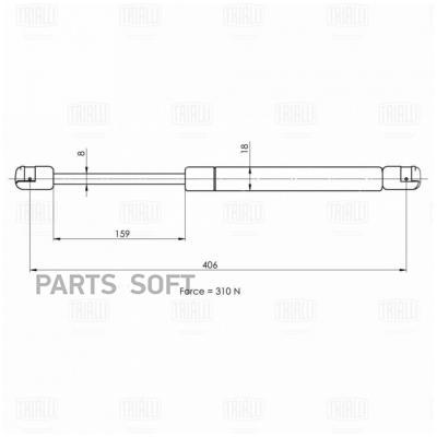 фото Trialli gs1839 амортизатор (упор) для а/м skoda superb ii (08-) хетч. (крышки багажника 40