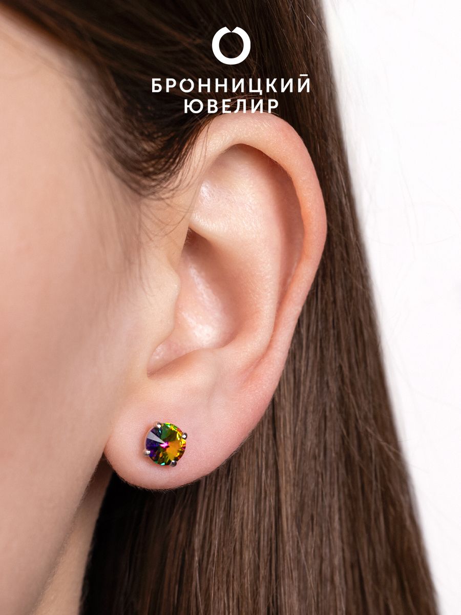 

Серьги из серебра Бронницкий ювелир 0017с-001VM, Swarovski, 0017с-001VM