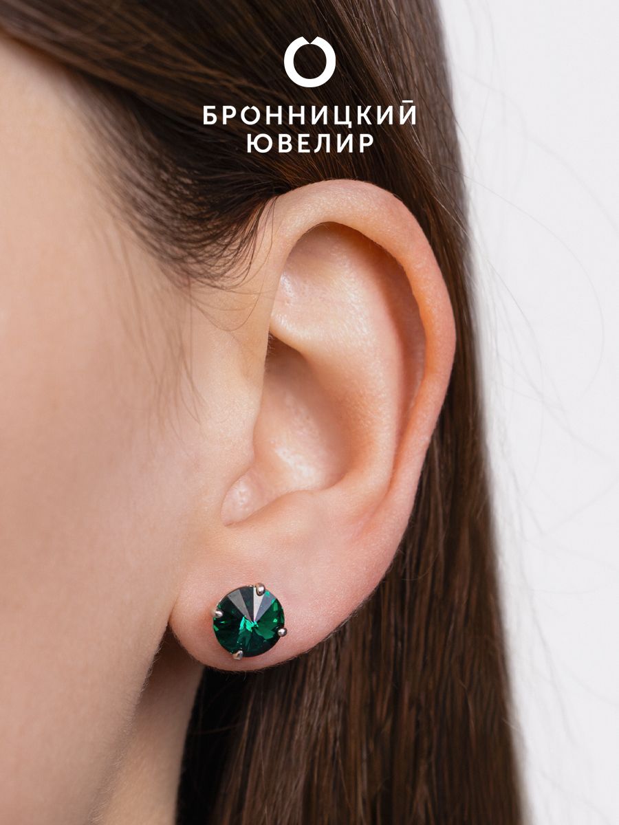 

Серьги из серебра Бронницкий ювелир 0018с-205, Swarovski, 0018с-205