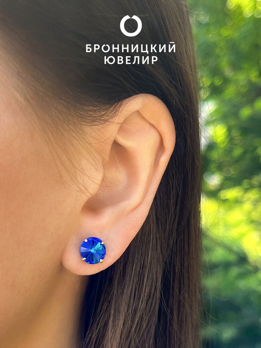 

Серьги из серебра Бронницкий ювелир 0018с-206, Swarovski, 0018с-206