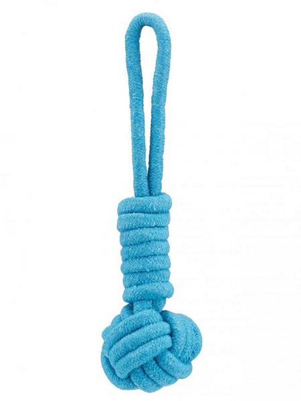 Игрушка для собак Petsona Петля веревочная с мячиком синяя 27 см
