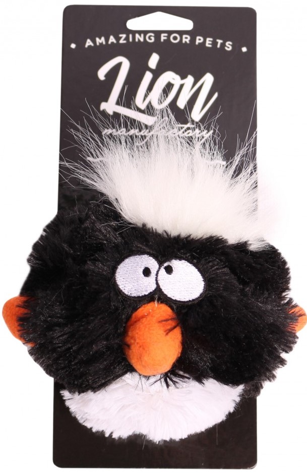фото Мягкая игрушка для собак lion пингвиненок-колобок, черный, белый, 12 см