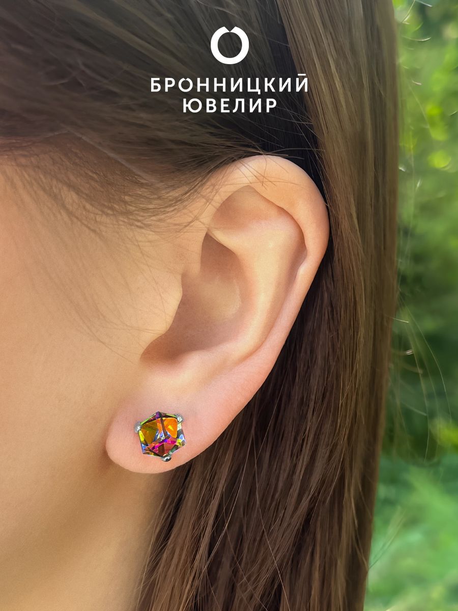 

Серьги из серебра Бронницкий ювелир 0049с-001VM, Swarovski, 0049с-001VM