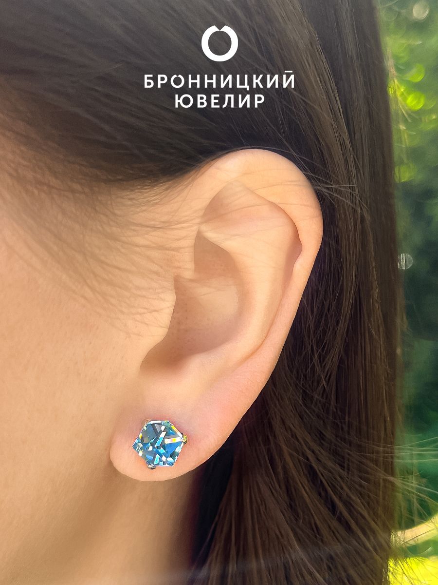 

Серьги из серебра Бронницкий ювелир 0049с-202, Swarovski, 0049с-202