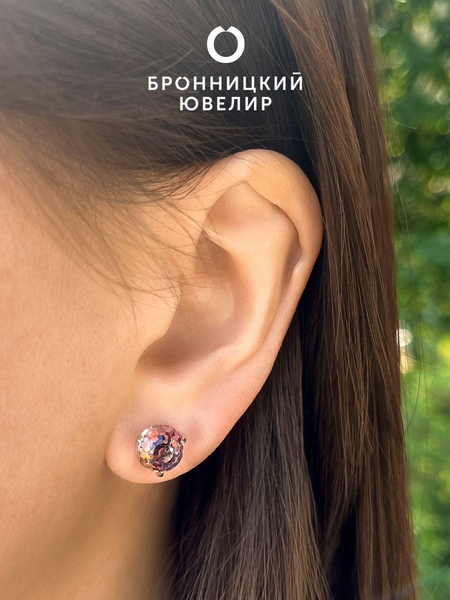 

Серьги из серебра Бронницкий ювелир 0050с-223, Swarovski, 0050с-223