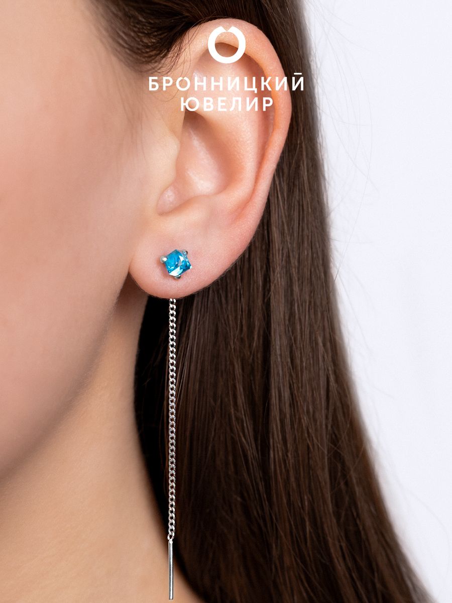 

Серьги из серебра Бронницкий ювелир 0058с-263, Swarovski, 0058с-263
